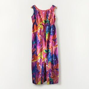 Vintage South Sea's Colorful Abstract Print MIDI Dress
